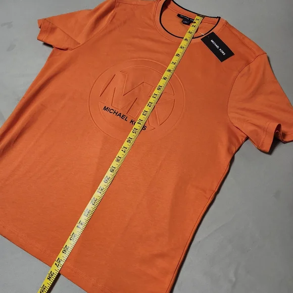 Michael Kors Bold And Vibrant Orange Embossed Short Sleeve T-Shirt In Unisex Med - Picture 7 of 12